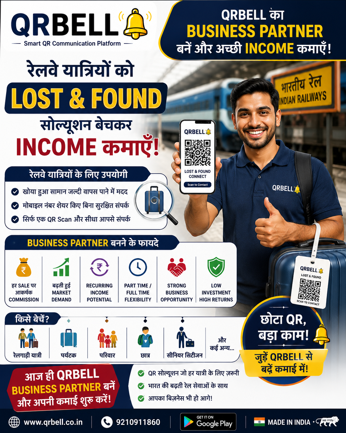 QRBELL Business Partner Program – Railway Travelers के लिए Lost & Found Solution के साथ Extra Income का अवसर